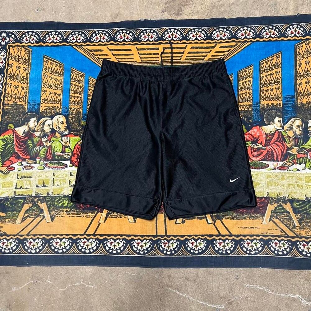 Black Nike satin shiny shorts Size large 10" inseam dazzle baggy y2k basketball